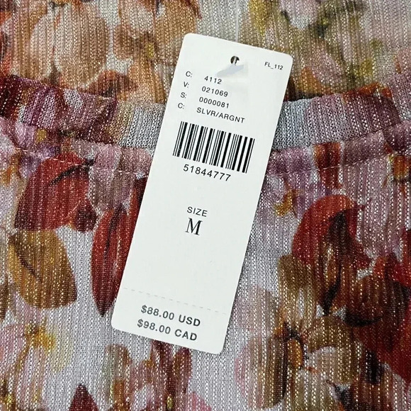 Anthropologie Eva Franco Metallic Floral Tie Front Short Sleeve Shirt Sz Medium - Picture 8 of 11